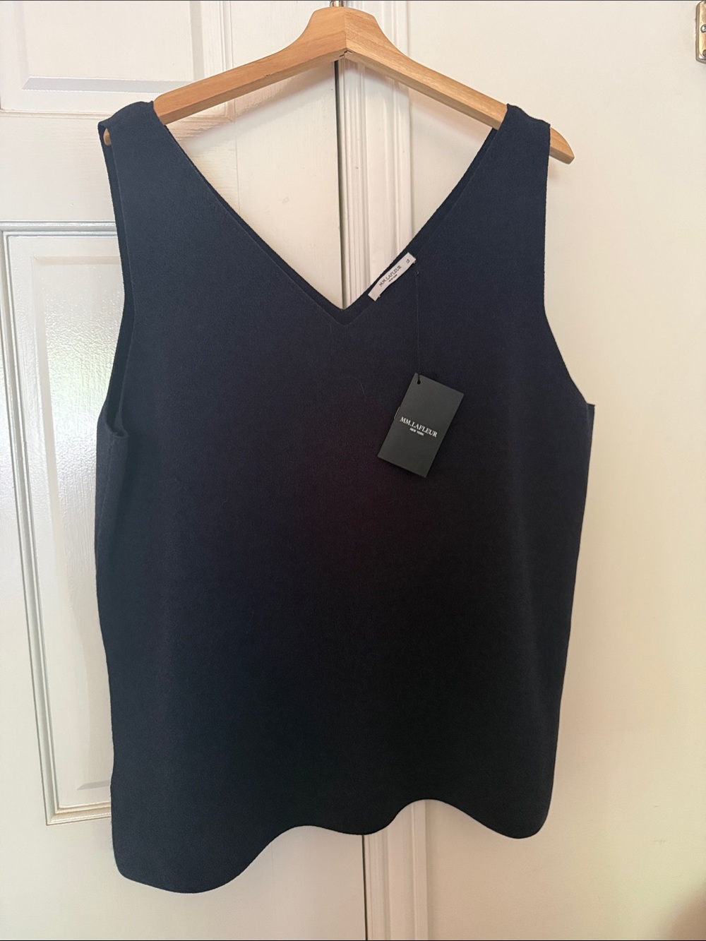 MM. Lafleur Navy V-Neck Knit Shell Tank